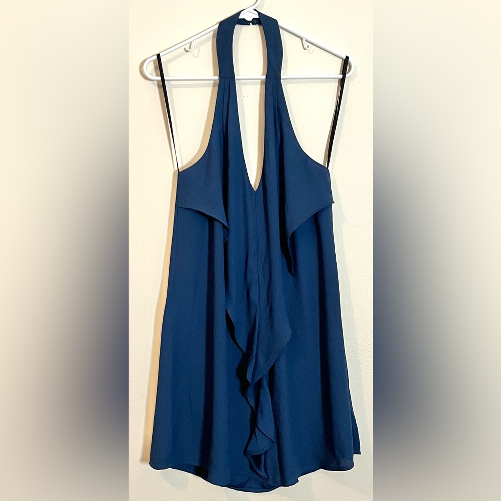 BCBG, cocktail halter dress, blue, small
